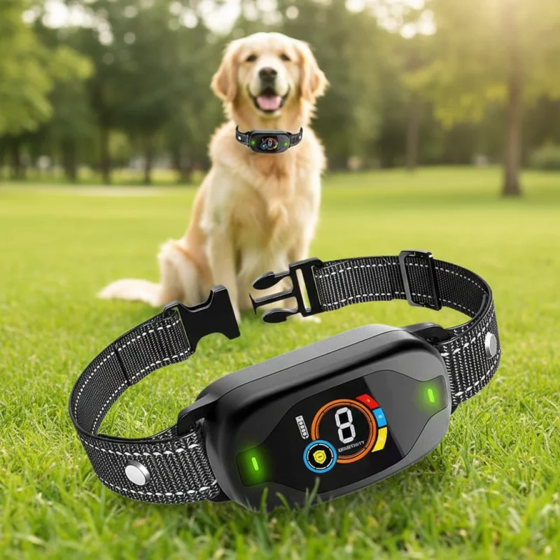 Color Screen Bark Stopper Smart Dog Trainer Rechargeable Waterproof Shock Collar with Bark Control