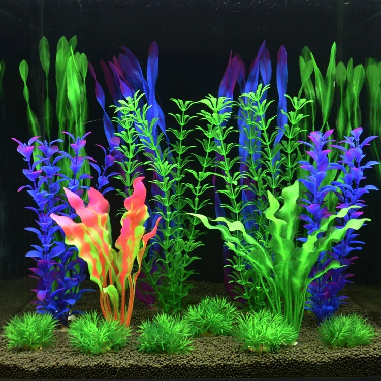 Colorful Artificial Fish Tank Decorations Aquarium Landscape Plastic Plants Set