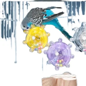 Colorful Eco-Friendly Plastic Spinning Wheel Chewable Foraging Toy Parrots Cockatiels Stress Relief Boredom Bird Supplies