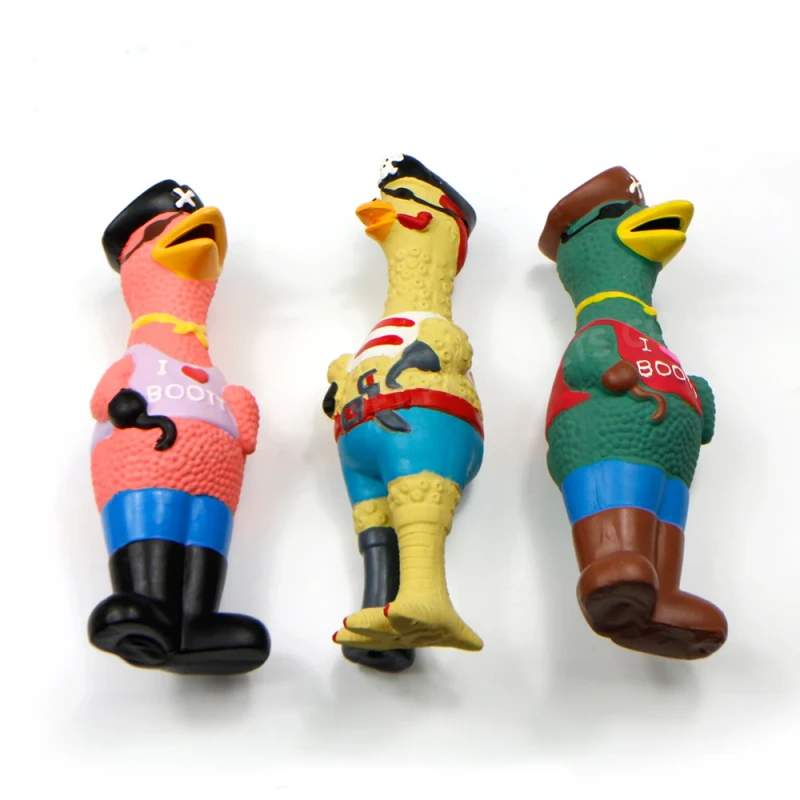Colorful Elastic Green Chicken Latex Squeaky Pet Funny Dog Toy