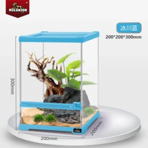 Colorful Glass Reptile Terrarium for Amphibians with Waterproof Base and Escape Lock