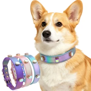 Colorful PU Rhinestones Cat Dog Collar Pet Leather Collar Leash