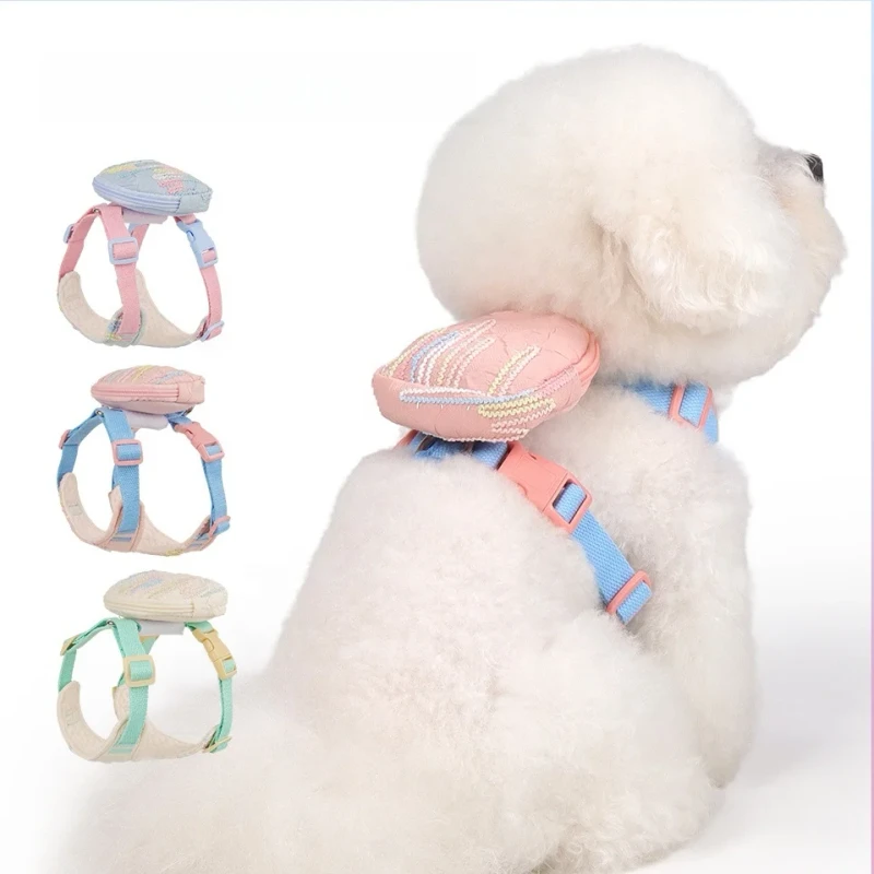 Colorful Pet Harness Set Puppy Cat Chest Strap Small Dog Vest Harness With Small Bags