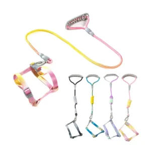 Colorful Pet Leash Round Rope Walking Dog Leash Dog Chain Chest Strap Pet Harness Leash Set