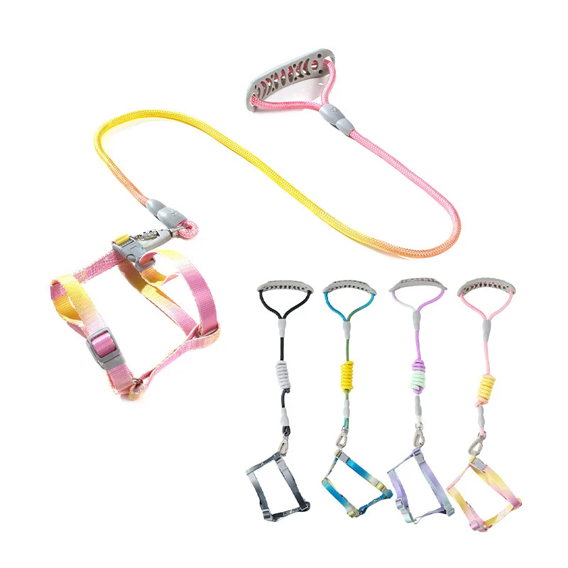 Colorful Pet Leash Round Rope Walking Dog Leash Dog Chain Chest Strap Pet Harness Leash Set