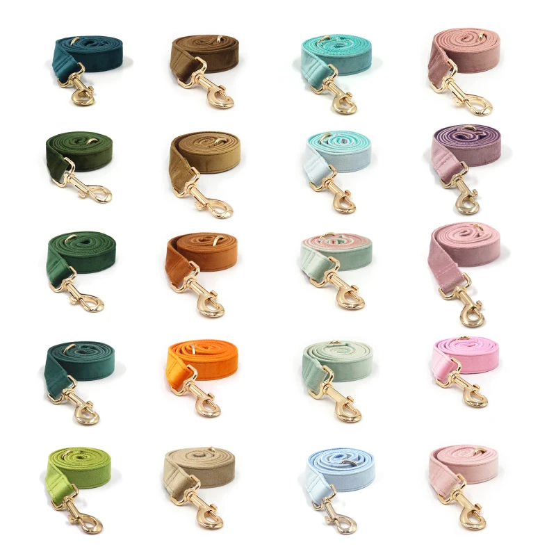 Colorful Pet Leashes Luxury Velvet Dog Walking Leash Fashion Custom Dog Leash Printed Logo
