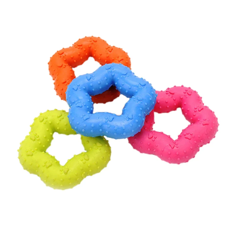 Colorful TPR Dog Chew Toys Interactive Puppy Teething Toys in Bone Ring & Star Shapes Pet Supplies for Boredom Relief
