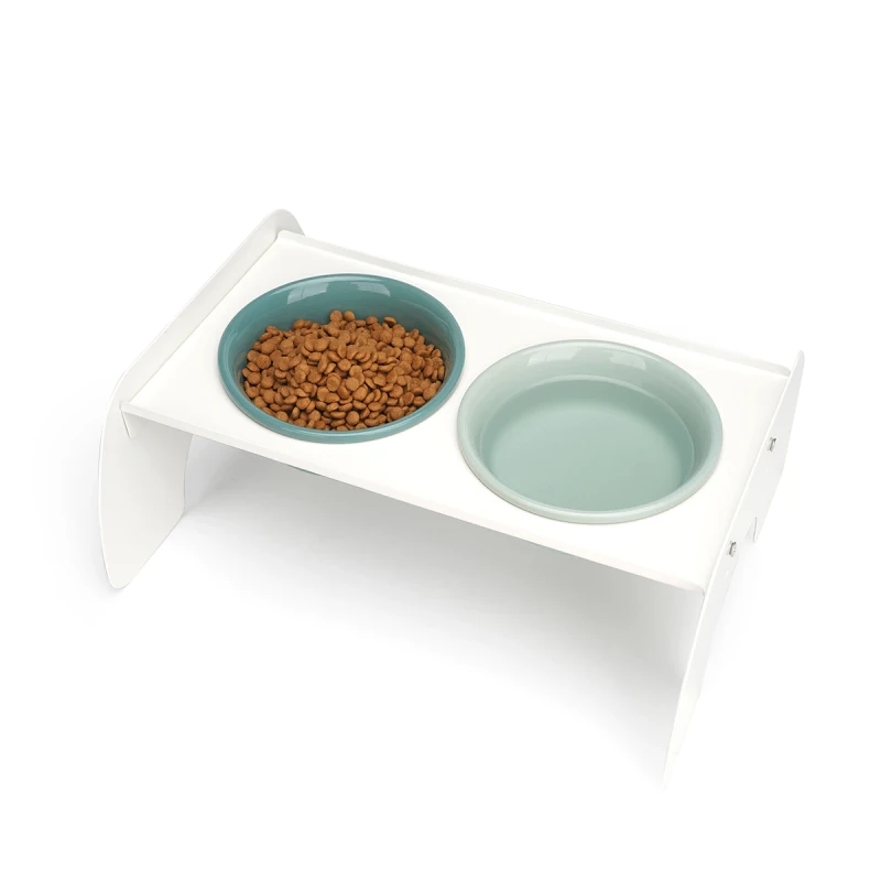 Colourful Iron Ceramic Steel Pet Bowls Detachable Anti tip Double Elevated Pet Bowl Feeder for Dogs