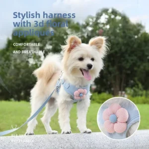 Comfortable Breathable Durable Nylon Solid Simple Automatic Retractable Dog Harness for Small Puppies Bichon Pomeranian Chain