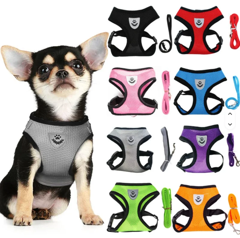 Comfortable Soft Mesh Belt Reflective Breathable Dog Pet Chest Vest Harness Leashes Set Chest Strap for Dog Cats Pet Supplies