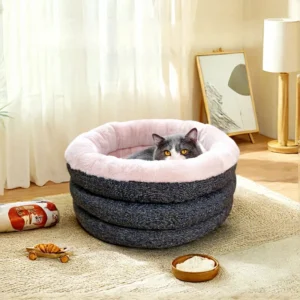 Comfortable Warm Deep Nest Pets Round Dog Cat Beds Accessories for Pet Sofa Bed with Non-Slip Bottom