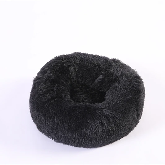 Comfortable and Safe Polyester Artificial Fur Pet Bed Cat and Dog Pet Bed Nest Round Donut Pet Bed for Dog Cat