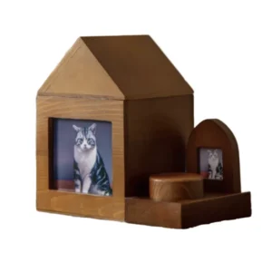 Commemorative Modern Pet Cremation Urn Natural Solid Wood Eco Friendly Durable Customizable Color Logo Funeral Supplies