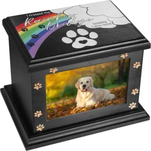 Commemorative Pet with Photo Frame Urn Pine Material Pet Coffin Dog cat Funeral Supplies Urn