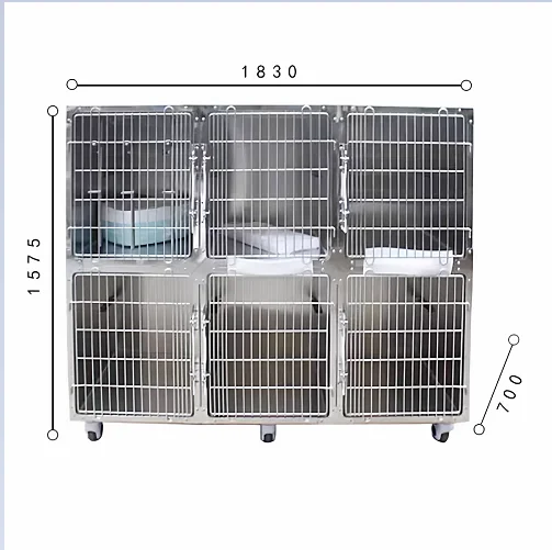 Commercial Grade 6 Door Stainless Steel Pet Cage Multi Door Pet Housing with Lock