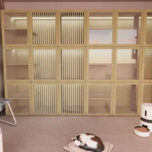 Commercial Large Luxury Solid Wooden Pet Cat House Furniture Customize Pet Shop Pet Vet Indoor Use Cat Villa Cage
