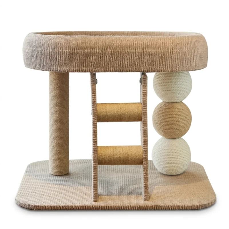 Compact Cat Tree with Sisal Scratching Balls & Ladder 58x39x54.7cm Small Space Cat Furniture for Indoor Cats