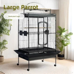 Contemporary Style Antiqued Macaw Grey Parrot Aviary Pet House Handmade Small Animals Metal Iron Bird Cage Wood Box