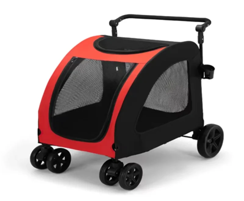 Convenient Cat Dog Pet Carrier Detachable Enlarged Body Push Handle Adjustable Height Front Rear Wheels Thickened