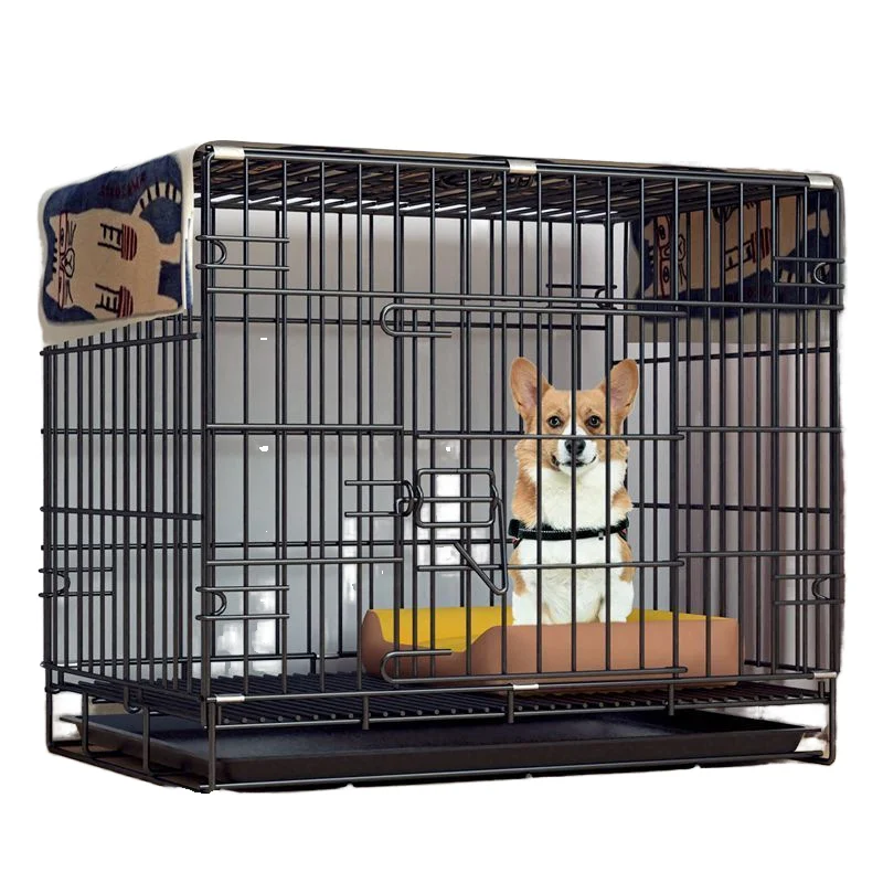 Convenient Indoor Pet Cage Double Button Square Tube Metal Dog Cage Skylight Front Door Solid Pattern Box Packed Various Cats