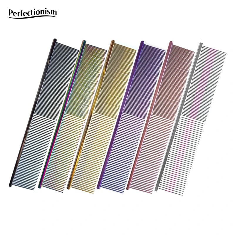 Copper Classic Dog Cat Cleaning Grooming Hair Removal Slicker Brush Wide and Fine Tooth Comb
