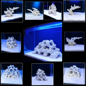 Coral Landscaping Ornaments T Shaped Base with Holes Sea Cylinder Reef Rock Ceramic Aquarium Tank Support for Crabs Marine Life