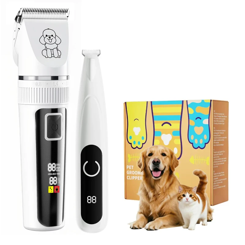 Cordless Electric Dog Hair Clipper Salon Ceramic Blade Rechargeable Paw Removal Trimmer Kit Pet Grooming Products
