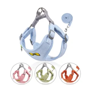 Corduroy Dog Cat Harness Reflective Vest Pet Chest Strap Leash Set