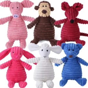 Corduroy Dog Squeaky Toy Interactive Plush Teeth Cleaning Bite Resistant Molar Chew Fabric Washable Soft
