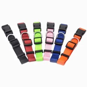 Costom Solid Color Dog Collars Nylon Adjustable Leash Pet Collars Durable Pet Collars