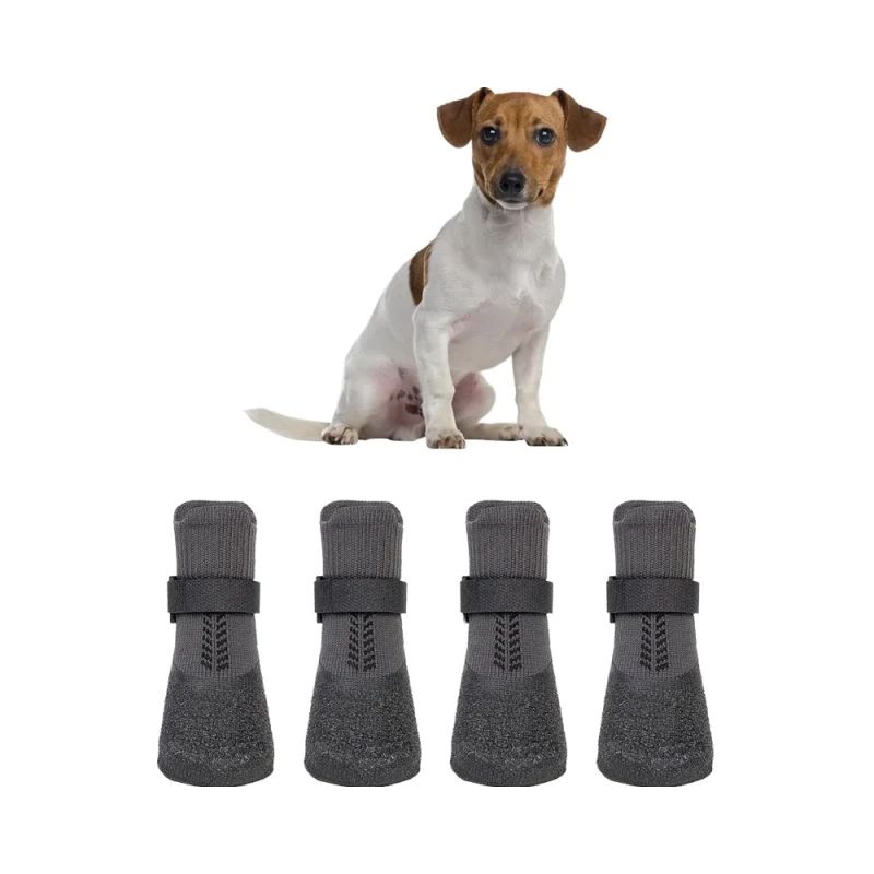 Cota 4 Piece Waterproof Polyester Eco friendly Dog Boots Soft Adjustable Small Dog Paw Protection Classic Cute Pet Shoes Socks
