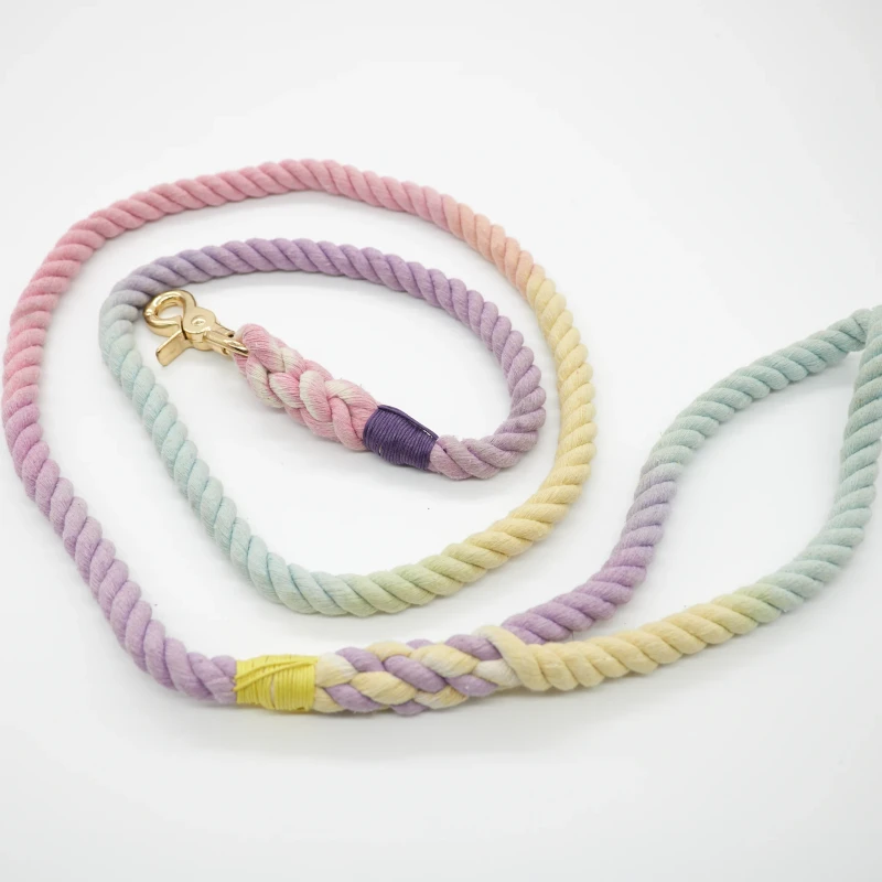 Cotton Braided Rope Pet Leash Dog and Cat Leash Collar With Colorful Cotton Rope and Heavy Duty Clasp Carabiner