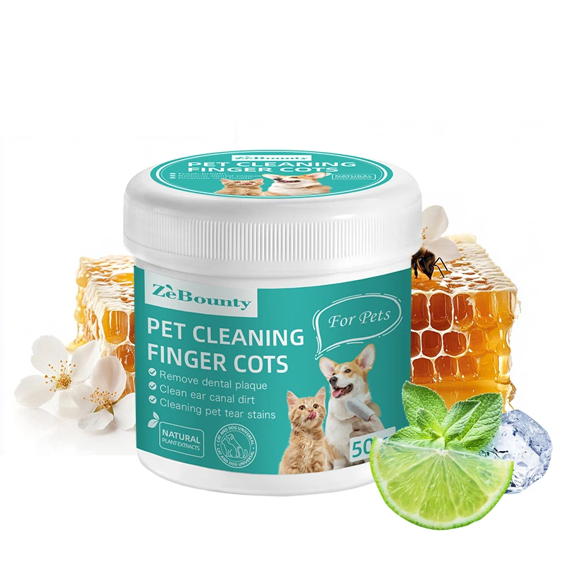 Cotton Logo Custom Dog Cat Wet Finger Cots Natural Plant Extracts Pet Ear Canal Teeth Eye Dirt Cleaner Wet Wipes