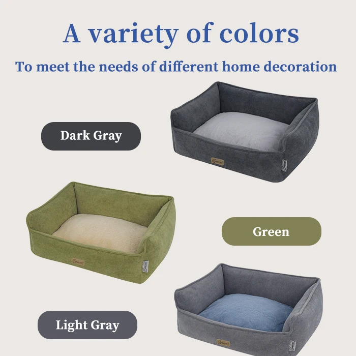 Cover Removable Dog Bed Solid Color Rectangle Pet Bed High Quality Pet Dog Beds with Anti slip