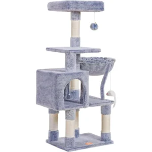 Cozy Modern Eco Friendly Christmas Indoor Cat Tree Wood Paper Material Padded Plush Perch Condo Sisal Scratching Posts 4 Level