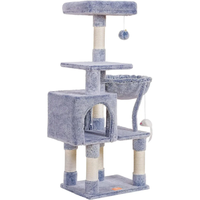 Cozy Modern Eco Friendly Christmas Indoor Cat Tree Wood Paper Material Padded Plush Perch Condo Sisal Scratching Posts 4 Level