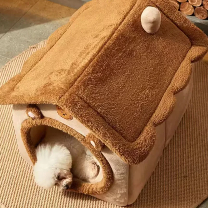 Cozy Warm Modern Winter Solid Cat and Dog House Removable Washable Pet Cave Soft Comfortable Dog Bed