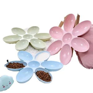 Creative 6 Panel Petal shaped Multi purpose Pet Cat Dog Water Food Feeder Plastic Tray Bowl