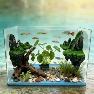Creative Aquarium Resin Matching Rockery Set Sky City Suspended Mountain Ornament Reusable Eco Friendly Small Household Fish