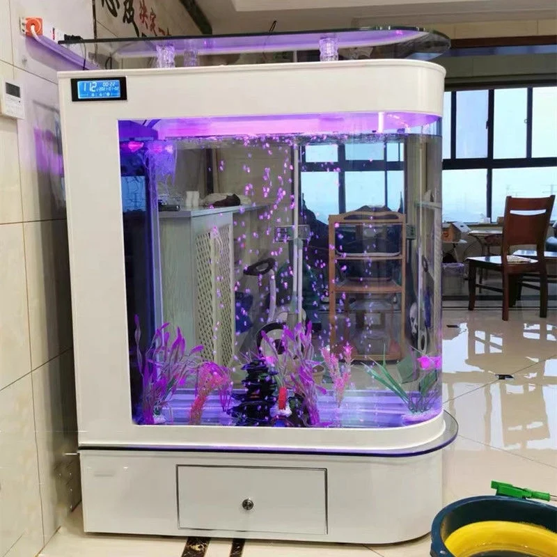 Creative Large Oval Desktop Jellyfish Aquarium Eco friendly LED Light Rechargeable Power Supply for Bedroom Living Fish Tank