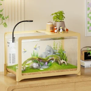 Creative Small Desktop Fish Tank Goldfish Turtle Tank with Eco Friendly Landscaping Aquarium Accessory