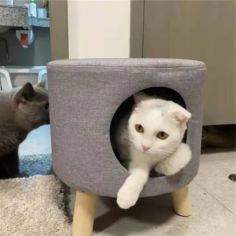 Creative Stool Cat Nest Cat House Wooden Cat Nest Stool Pet House and Furniture Dog Bed
