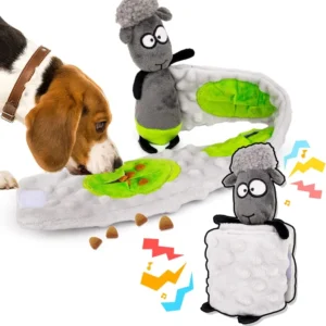 Crinkle Paper Squeaky Dog Puzzle Toys Interactive Snuffle Treat Dispensing Toy for Boredom Stimulation for Pets
