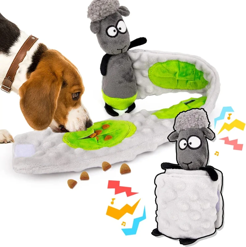 Crinkle Paper Squeaky Dog Puzzle Toys Interactive Snuffle Treat Dispensing Toy for Boredom Stimulation for Pets