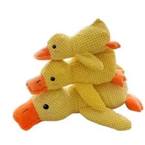 Crinkle Squeaker Dog Toy Eco-Friendly Indestructible Pet Toy in Duck-Shaped Cartoon Style Made of Soft Suede Cotton Rubber Plush