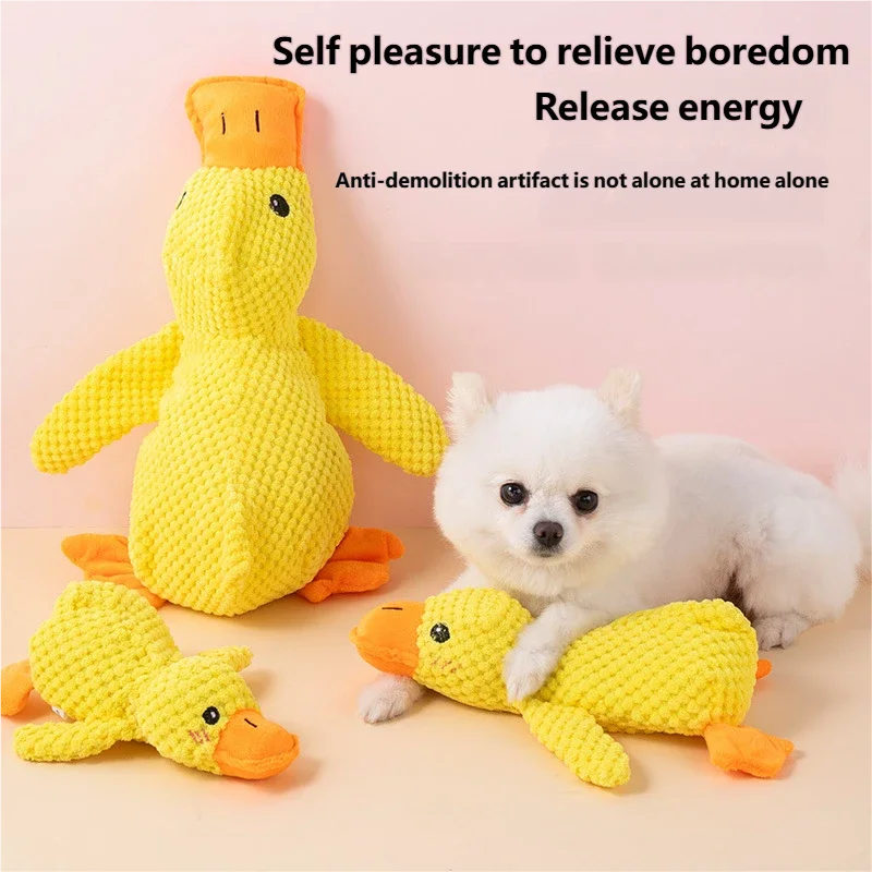Crinkle Squeaker Dog Toy in Duck Shaped Cartoon Style Soft Eco Friendly Indestructible Pet Toy Made of Suede Cotton