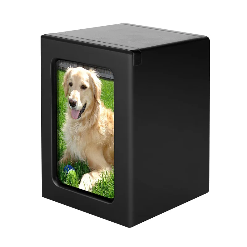 Cross Border In Stock Density Board Pet Memorial Urn with Frame for Ashes Painted Customizable Funeral Cat and Dog