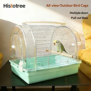 Cross Border Small Pet Bird Cage Outdoor Use Multi Door Breathable Full View Metal Acrylic Pet Supplies