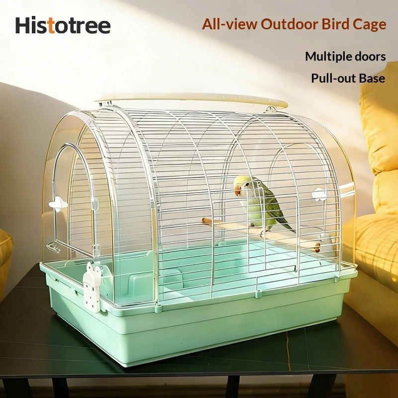Cross Border Small Pet Bird Cage Outdoor Use Multi Door Breathable Full View Metal Acrylic Pet Supplies