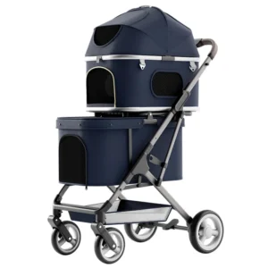 Cross border Best Selling Aluminum Alloy Lightweight Foldable Pet Stroller Dog Cat Carrier Outdoor Use Available